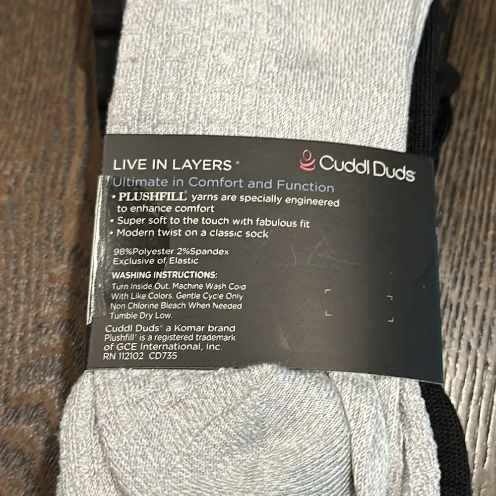 Cuddl Duds Plushfill 3-Pack Midweight Falling Rain Texture Crew Socks NEW